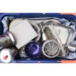 A silver plate group including boxed cutlery, vases, a Stratton compact etc.