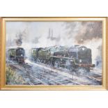 Terry Shelbourne (20th century): Railway: Eddistone 13428 Locomotive, oil on canvas, dated 1989,