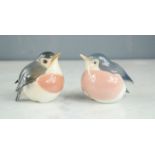 Royal Copenhagen Denmark porcelain robins, no. 2266 TU.