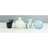 Four glass paperweights: Mdina glass bottle, mouse, polar bear, Caithness N16935
