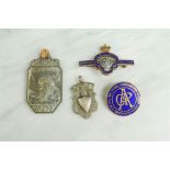 A Bergeist Sei Mein Schutz medal, fob, Royal British Legion badge and another.