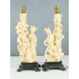 Two Chinese lamp bases in the form of Geisha girl lamp standards.