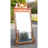 A fine 19th century mahogany ornate gilt pier mirror, with swan neck twin pediment top centred by