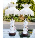 A pair of Chinese ceramic table lamps.