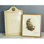 A Hampshire Regiment photo frame, and WWI photo signed by Lieutenant General W Campbell.