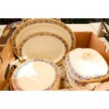 A Booths Silicone China Blue Dragon pattern group including two tureens, plates, oval platters.