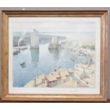H.M. Cahous (20th century) print of a harbour view, signed in pencil by the artist to the margin.