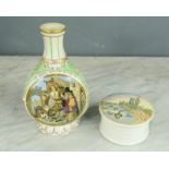A 19th century triform Prattware flask vase advertising Soyer's Relish, and a 19th century Prattware
