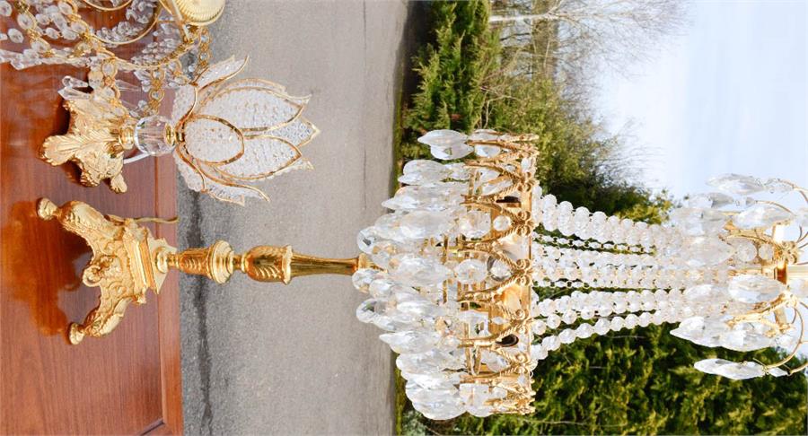 A quantity of crystal lamps, chandelier and table lamp. - Image 2 of 2