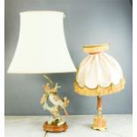 A Leonardo collection lamp base in the form of a bird, and an agate table lamp.