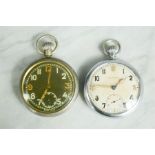 Two WWII military GSTP pocket watches, one by Leonidas.