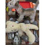 A box of toys to include marbles, Meccano, soft toys, Wade animals etc.