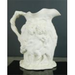 A 19th century Parian relief modelled Bacchanalian jug.