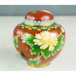 A cloisonne miniature ginger jar and cover.