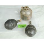 Three WWI grenades to include two egg grenades. Inert - Certified Safe.