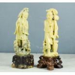 A pair of Chinese soapstone carved figures.