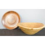 An early treen bowl and treen dish.