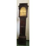 A James Wood of Dorchester longcase clock, with a brass arched dial, Roman numerals, engraved with