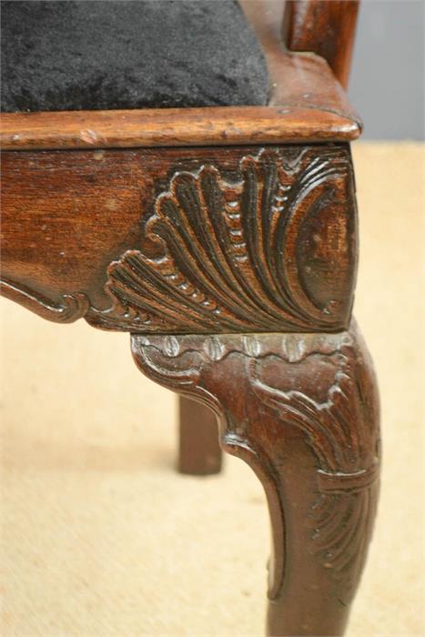 A rare Chippendale period arm chair, with unitual ball and claw terminal arms, circa 1760, - Image 6 of 9