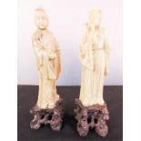 A pair of Japanese soapstone carved figures.