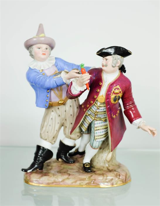 Johann Joachim Kaendler (Fischbach/Saxony 1706 - Meissen 1775) porcelain figure group Court Jester