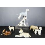 A group of ceramic animals: Beswick 915 foal, Bedlington terrier, Poodle, Indian elephant, sheep and