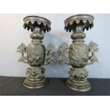 A pair of Chinese bronze censors.