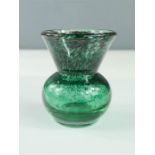 A small 1940s Monart emerald green vase with gold aventurine.