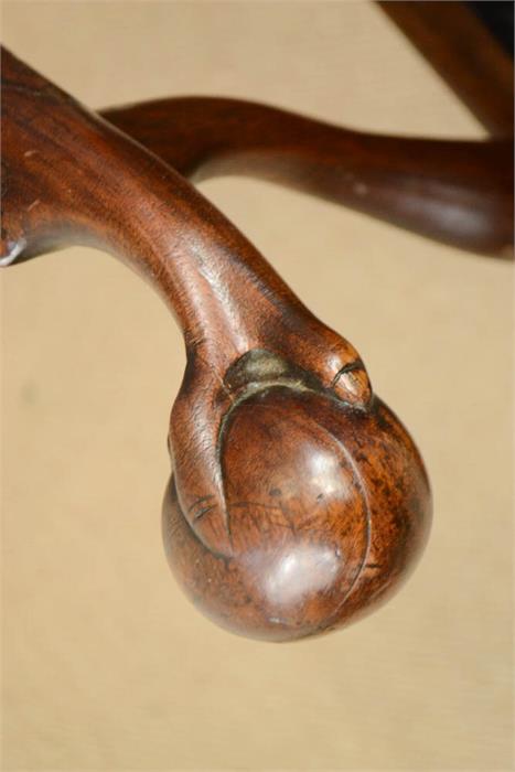 A rare Chippendale period arm chair, with unitual ball and claw terminal arms, circa 1760, - Image 5 of 9