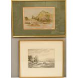 Box Hull, 29th July 1815, watercolour, 26 by 18cm and Dr Thomas Munro, Landscape, black chalk and