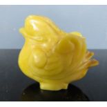 A 19th century rare Chinese yellow hardstone carved mandarin duck.
