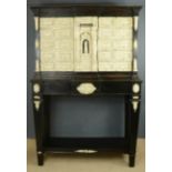 An Italian late 18th/early 19th century ebonised cabinet on stand, with bone carved front,