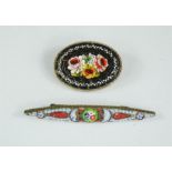 Two 1950s Italian micro mosaic brooches.