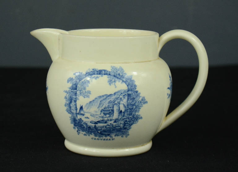 A Rex Whistler Design Wedgwood jug, in blue and white, with marks to base and blue and white