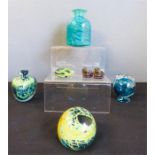 A group of Murano glass, including jars and paperweights.