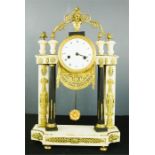 A 19th century French white marble and ormolu mantle clock, 55 by 32cm.