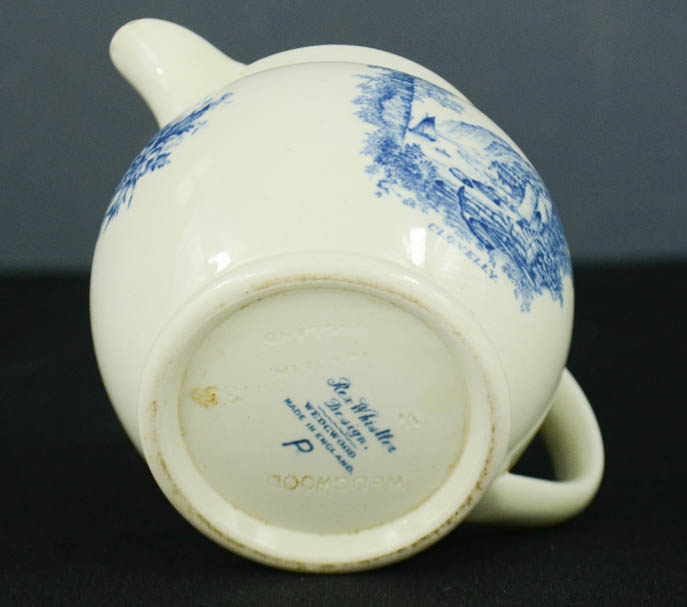 A Rex Whistler Design Wedgwood jug, in blue and white, with marks to base and blue and white - Image 2 of 2