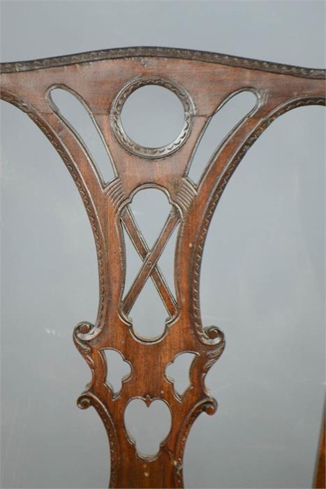 A rare Chippendale period arm chair, with unitual ball and claw terminal arms, circa 1760, - Image 4 of 9