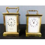 Two brass carriage clocks; one Walker & Hall example.