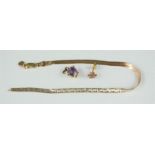 A 9ct gold bracelet (A/F) feathered, in yellow and white gold, 2.1g, together with a 9ct gold and