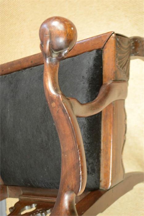 A rare Chippendale period arm chair, with unitual ball and claw terminal arms, circa 1760, - Image 8 of 9