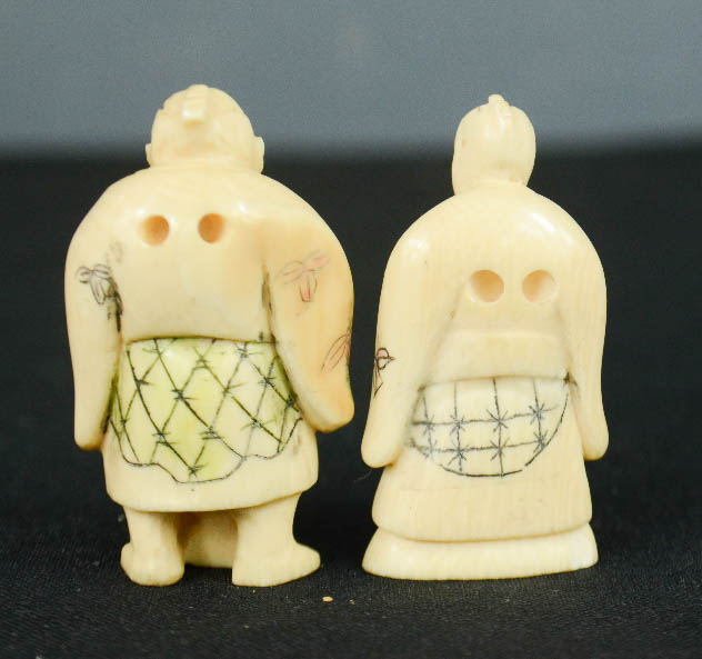 Two carved bone Chinese figures. - Image 2 of 2