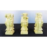 Three soapstone carved Chinese figures.