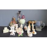 A glass decanter, Coalport, Wedgwood, Jasperware etc.