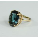 A 9ct gold and oval tourmaline dress ring, size O, 8.4g.