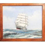 J Rigg (20th century): Ship off Flamboro Coast, oil on board, 42 by 51cm.