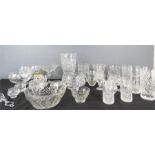 Two boxes of glass and crystal ware, to include wine glasses, comport, vase, bowls and dishes (2