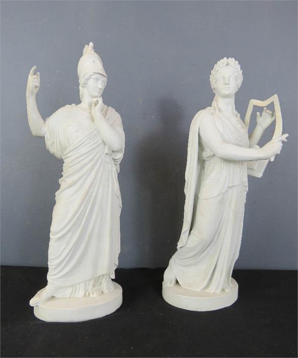 Parian ware; Greek Goddesses, a pair, stamped Eneret.