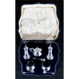 A silver cruet set, in original presentation box, Chester 1915.