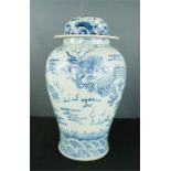A blue and white Chinese jar & cover, 67cm high.